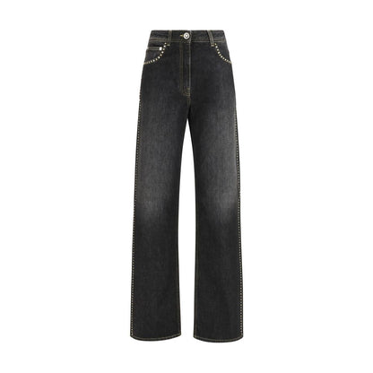 Jeans Versace neri in cotone a gamba dritta