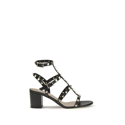 Sandali con plateau Bos Taurus in pelle di vitello nera Valentino Garavani