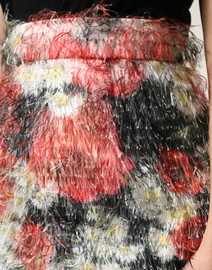 Gonna a tubino in pelliccia sintetica con stampa floreale multicolore Dolce &amp; Gabbana