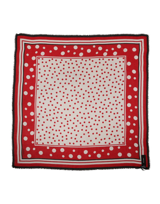 Sciarpa Dolce &amp; Gabbana con stampa a pois rossi, stola quadrata, 130 cm x 130 cm