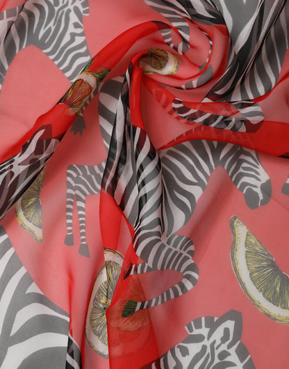 Sciarpa Dolce &amp; Gabbana in seta con stampa zebra rossa, 200 cm x 132 cm