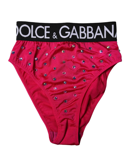 Slip a vita alta con logo Dolce & Gabbana rosa decorato