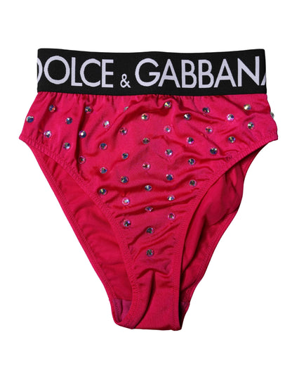 Slip a vita alta con logo Dolce & Gabbana rosa decorato