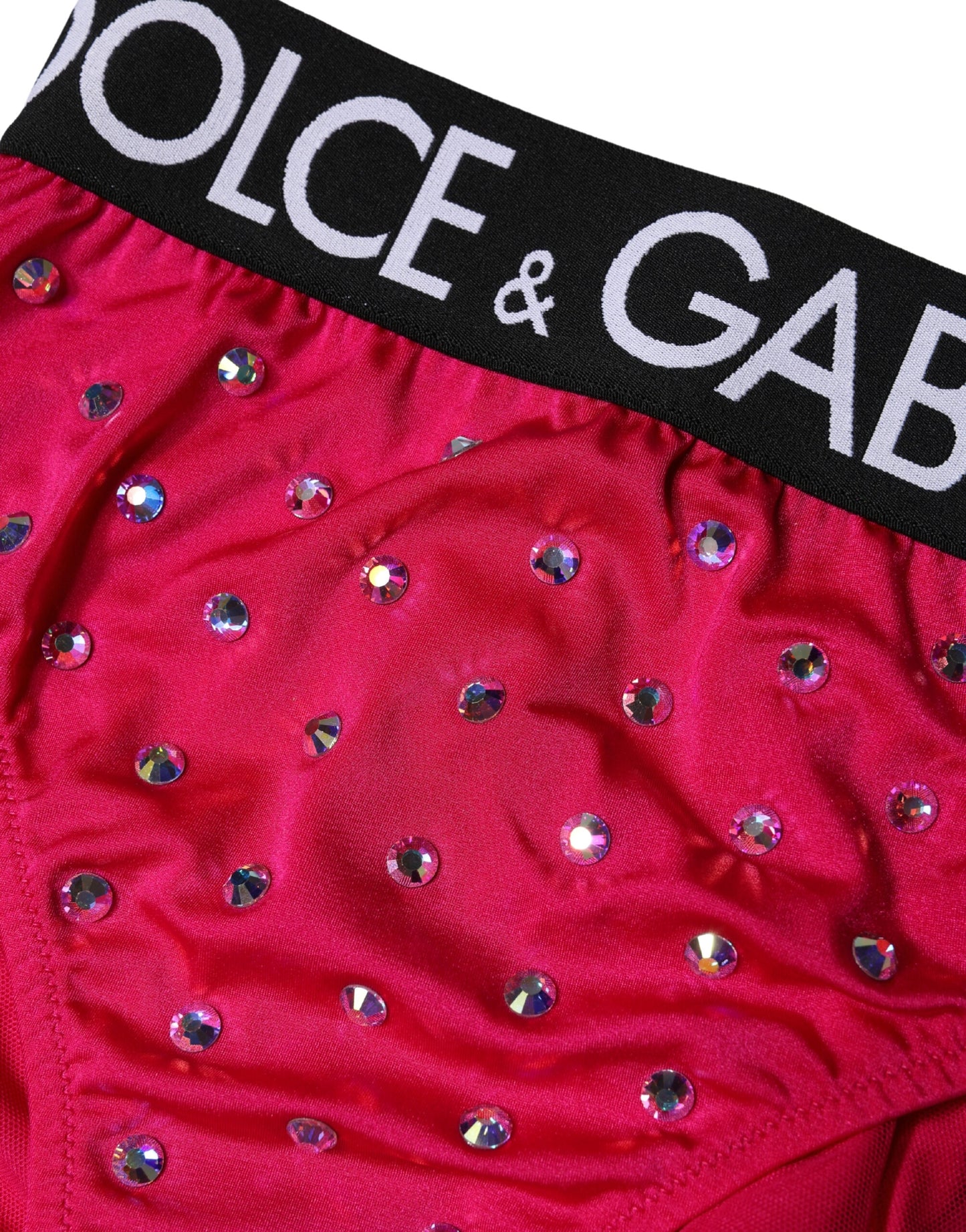 Slip a vita alta con logo Dolce & Gabbana rosa decorato