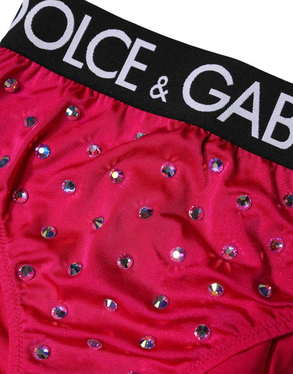 Slip a vita alta con logo Dolce & Gabbana rosa decorato
