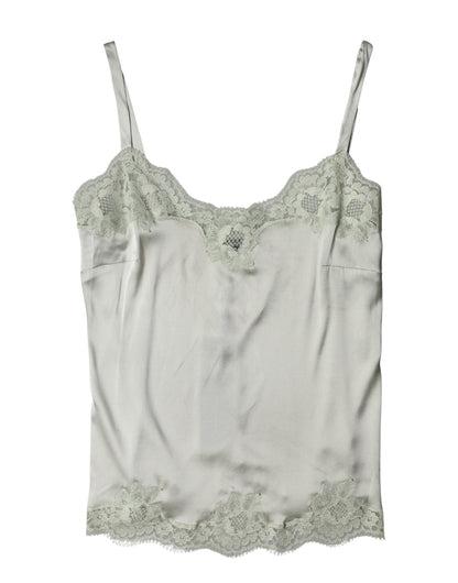 Dolce & Gabbana Top intimo in pizzo floreale verde chiaro