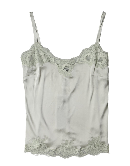 Dolce & Gabbana Top intimo in pizzo floreale verde chiaro