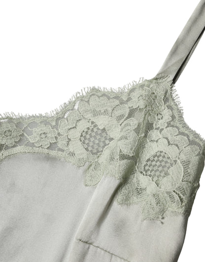 Dolce & Gabbana Top intimo in pizzo floreale verde chiaro