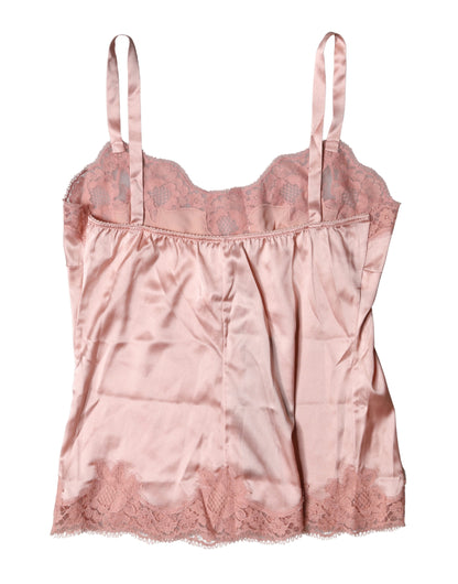 Dolce & Gabbana Top intimo in pizzo floreale rosa chiaro