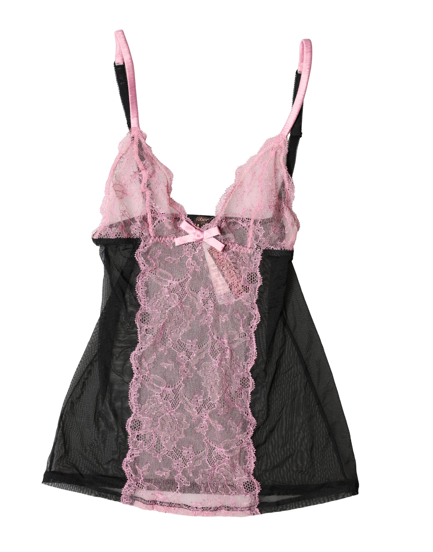 Roberto Cavalli Top intimo in pizzo floreale nero e rosa
