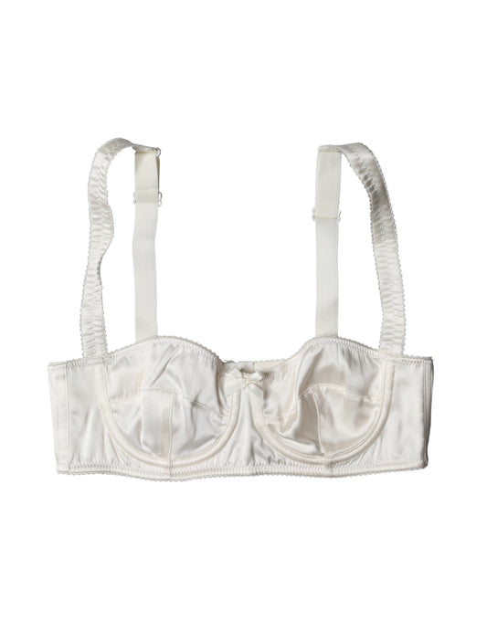 Reggiseno con ferretto in raso di seta bianco Dolce &amp; Gabbana, intimo semi-assorbente
