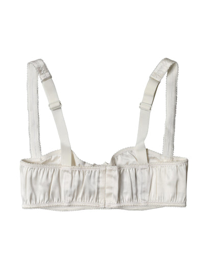 Reggiseno con ferretto in raso di seta bianco Dolce &amp; Gabbana, intimo semi-assorbente