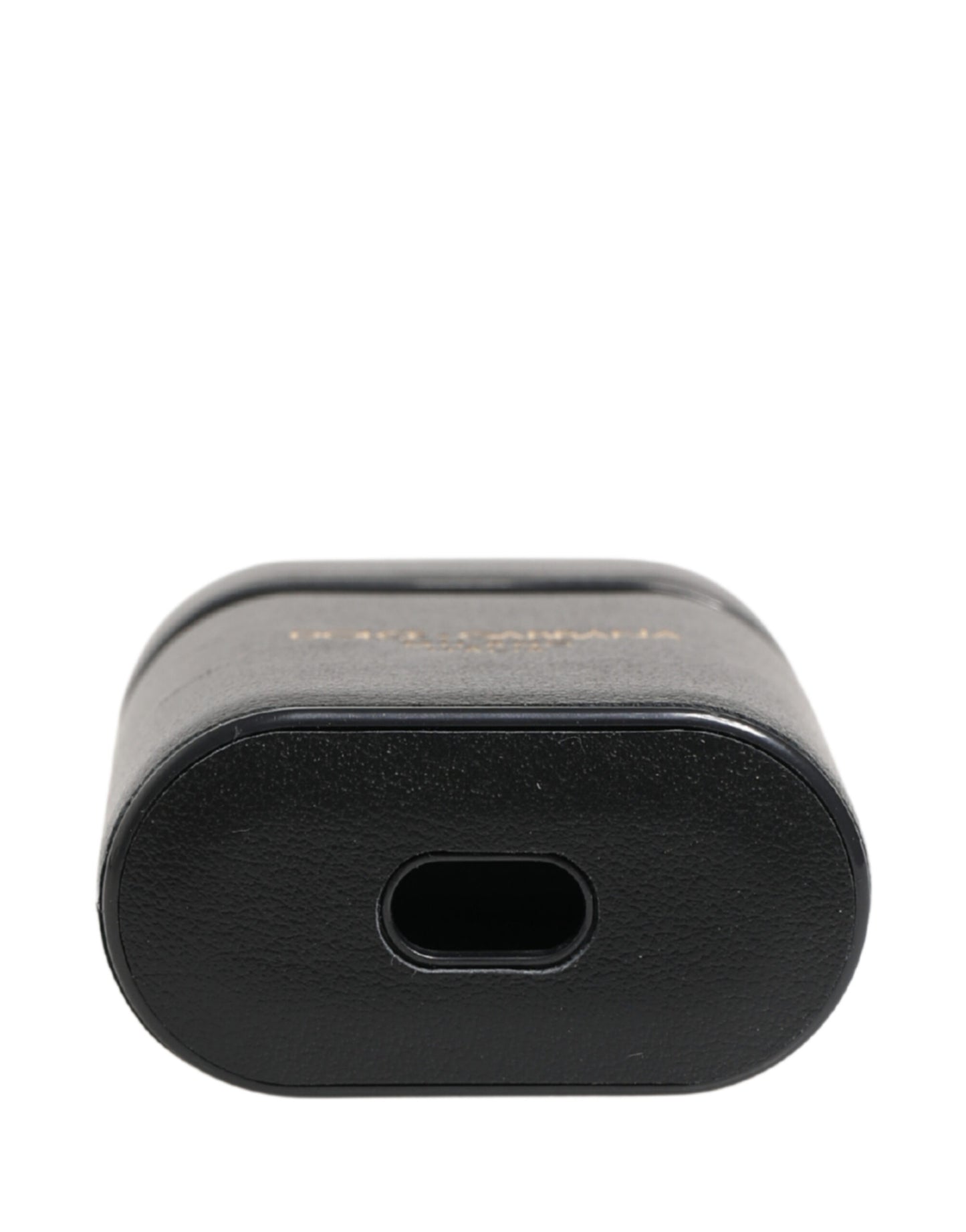 Custodia a libro per Airpods con logo stampato in pelle di vitello nera Dolce &amp; Gabbana