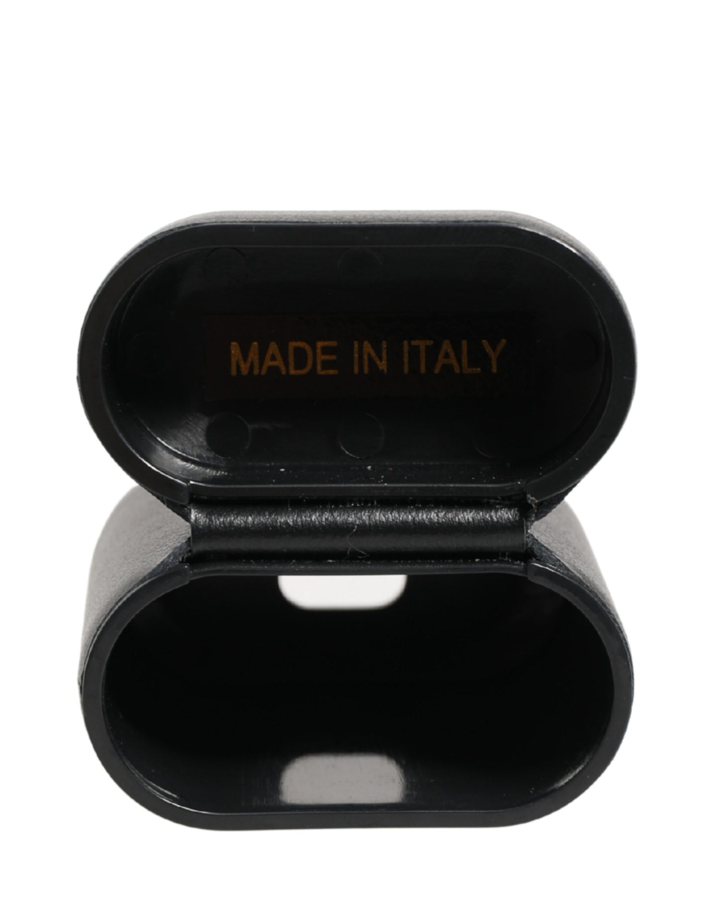 Custodia a libro per Airpods con logo stampato in pelle di vitello nera Dolce &amp; Gabbana