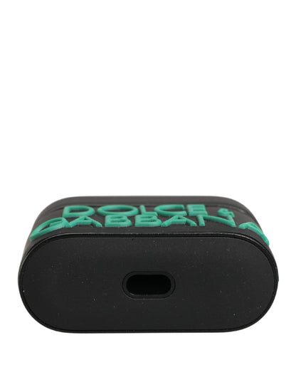 Custodia a libro per Airpods Dolce &amp; Gabbana in PVC nero con logo in rilievo da donna