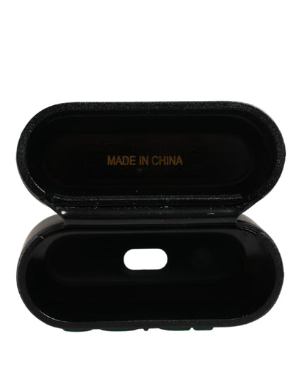 Custodia a libro per Airpods Dolce &amp; Gabbana in PVC nero con logo in rilievo da donna