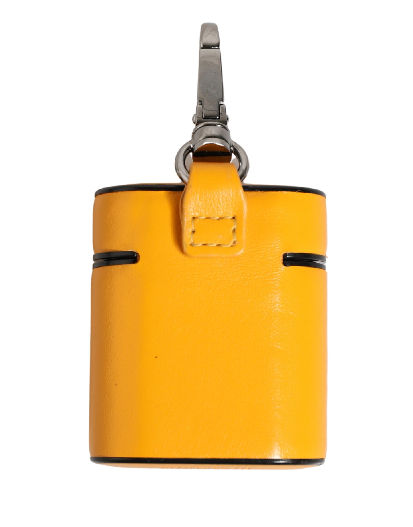 Custodia Dolce &amp; Gabbana in pelle di vitello gialla con logo e cinturino per Airpods