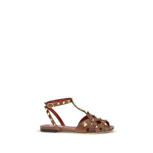 Sandali Valentino Garavani in pelle di capra marrone con cinturino