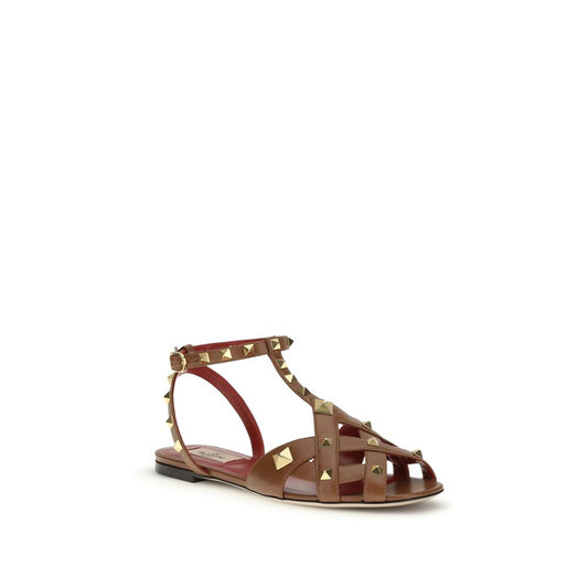 Sandali Valentino Garavani in pelle di capra marrone con cinturino