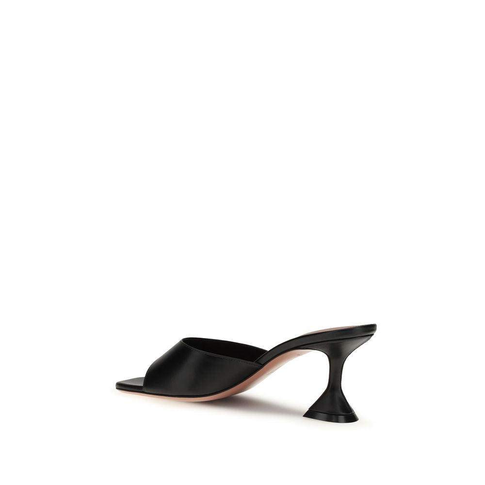 Amina Muaddi Black Lamb Ovis Aries Stiletto Heel Sandals