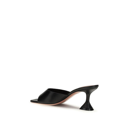 Amina Muaddi Black Lamb Ovis Aries Stiletto Heel Sandals