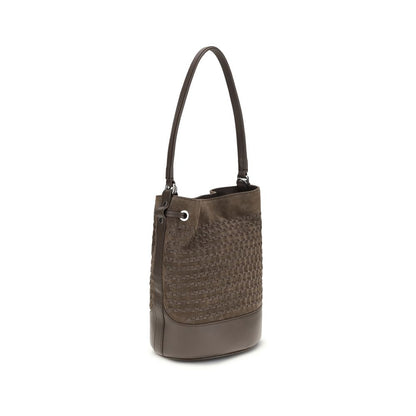 Borsa a secchiello Bos Taurus in pelle di vitello marrone Zanellato