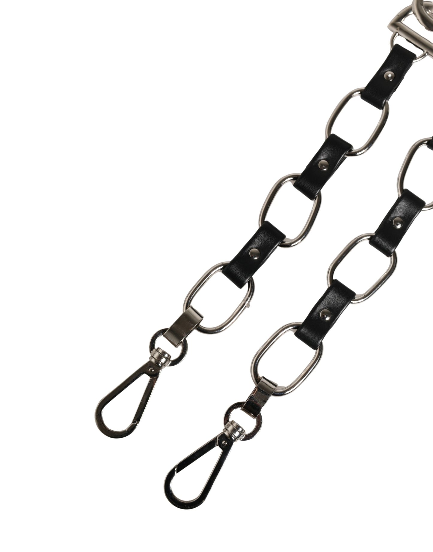 Tracolla per borsa con catena in argento e pelle nera Dolce & Gabbana