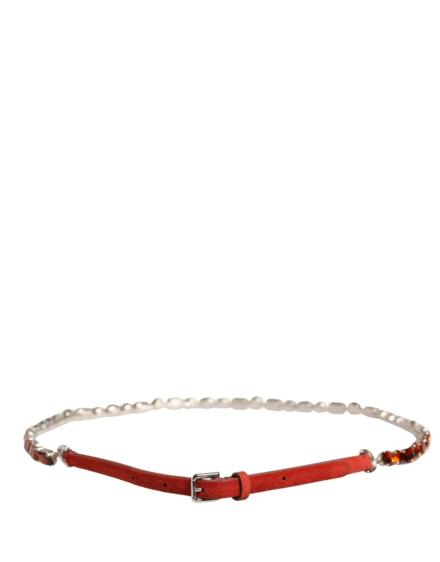 Cintura Dolce & Gabbana in velluto rosso con cristalli e catena
