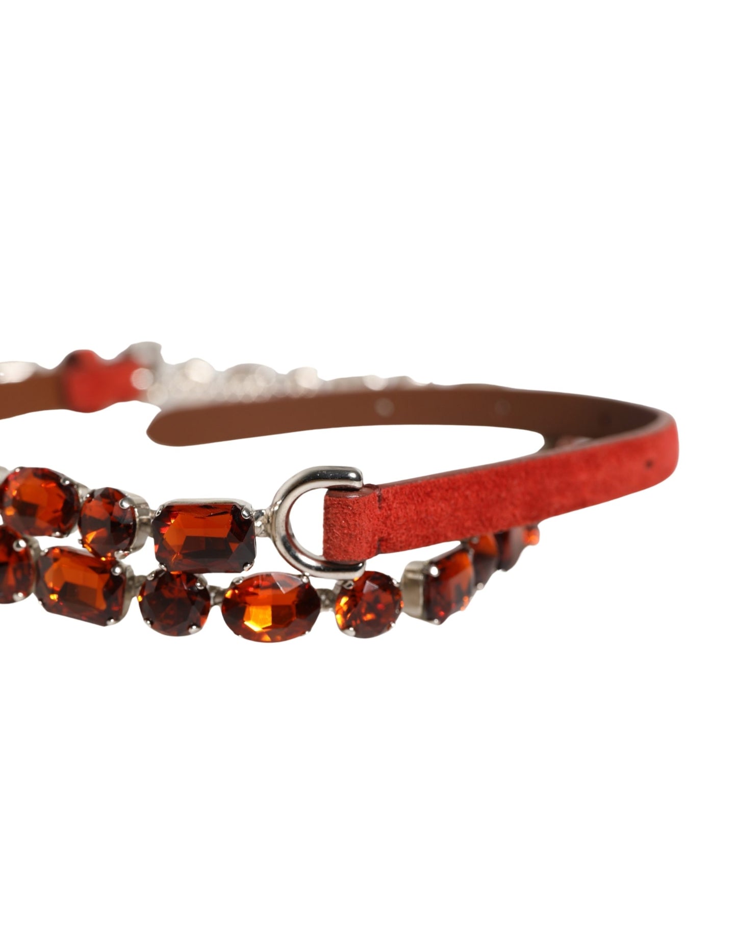 Cintura Dolce & Gabbana in velluto rosso con cristalli e catena