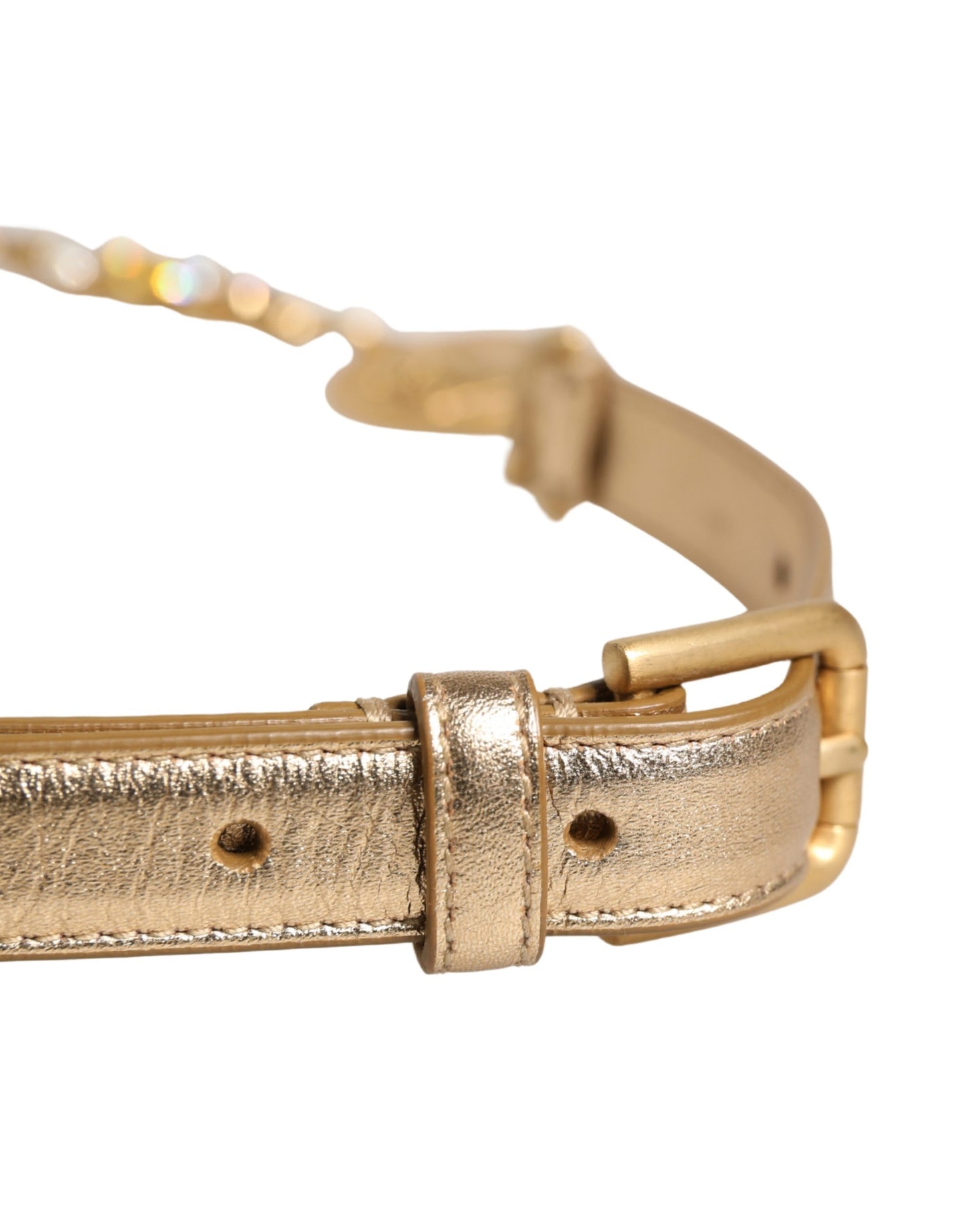 Cintura Dolce &amp; Gabbana con fibbia in metallo decorata con monete e catena in ottone dorato