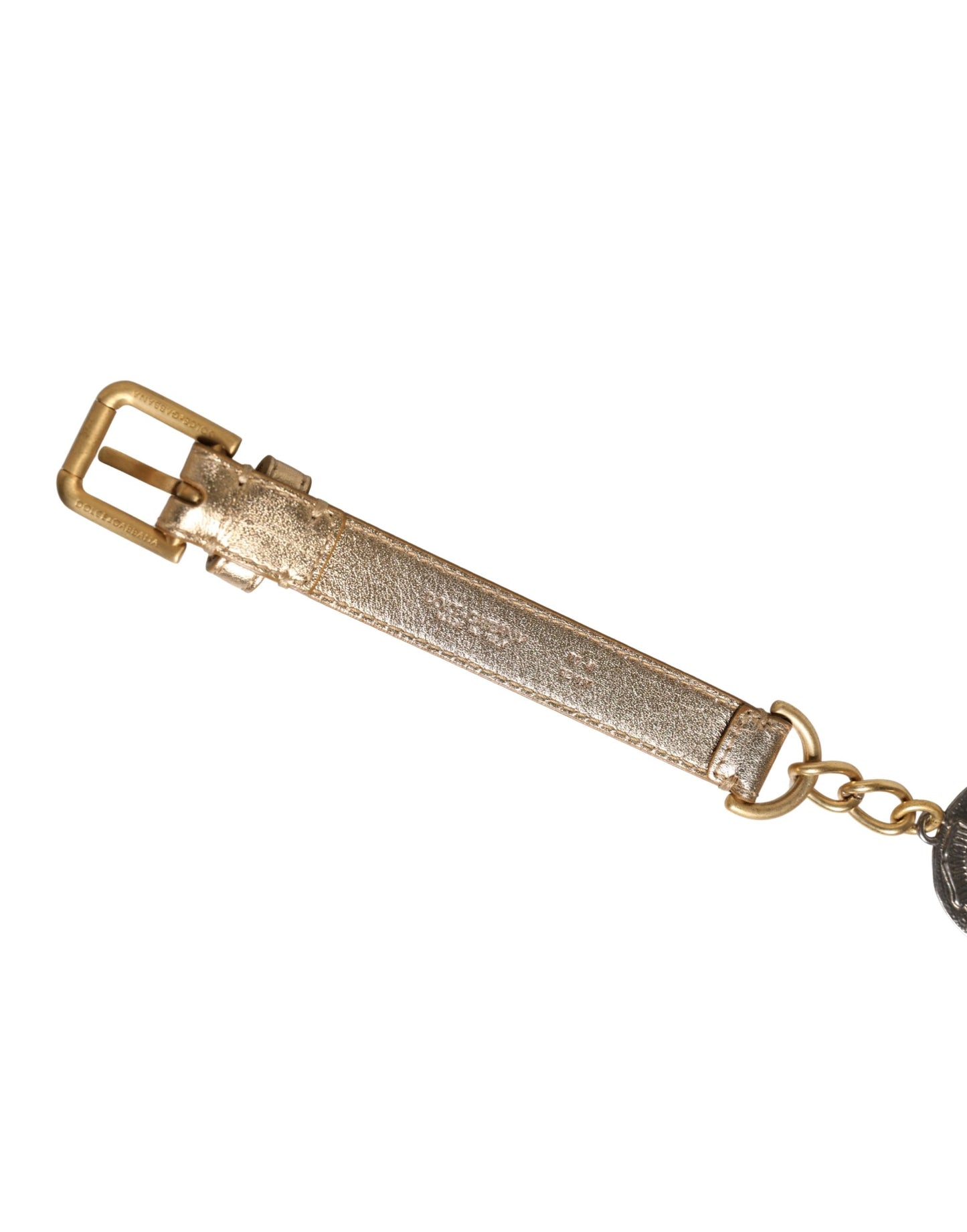 Cintura Dolce &amp; Gabbana con fibbia in metallo decorata con monete e catena in ottone dorato
