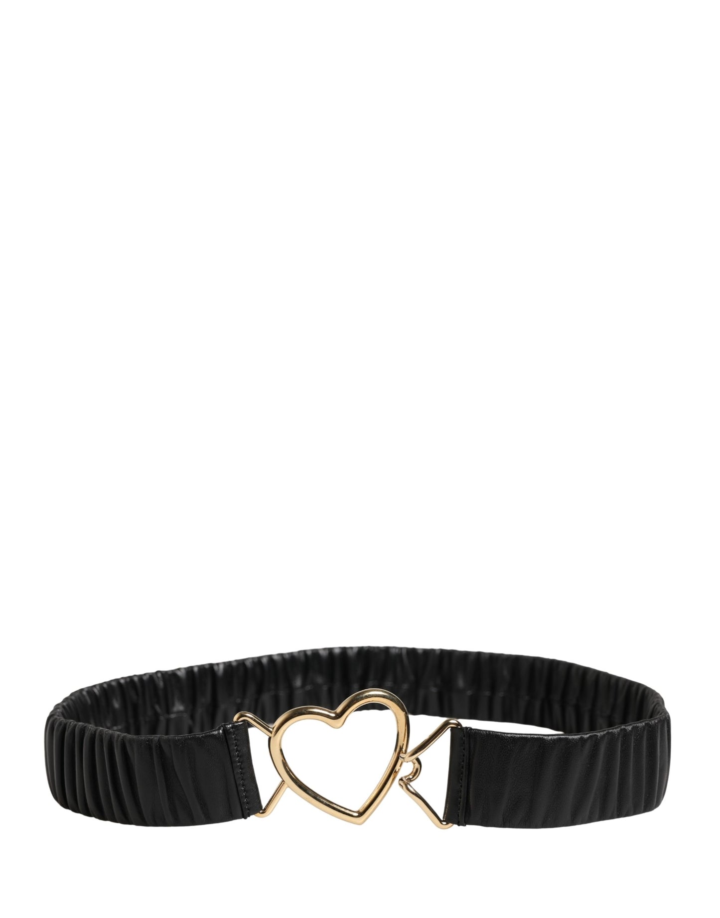 Cintura Dolce &amp; Gabbana in pelle nera con fibbia in metallo dorato a forma di cuore