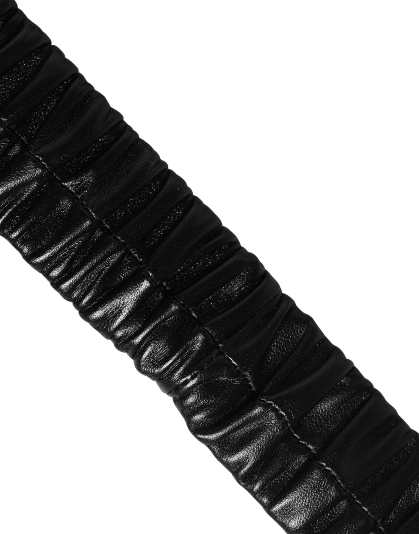 Cintura Dolce &amp; Gabbana in pelle nera con fibbia in metallo dorato a forma di cuore