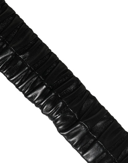 Cintura Dolce &amp; Gabbana in pelle nera con fibbia in metallo dorato a forma di cuore