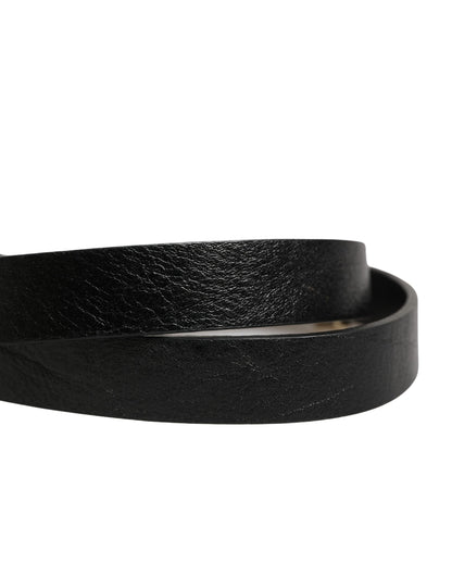 Cintura in pelle nera sottile con fibbia in ottone dorato GF Ferre