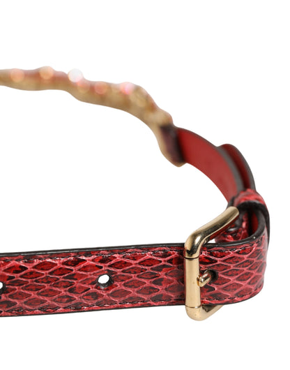 Cintura Dolce & Gabbana in pelle rossa con margherite e cristalli