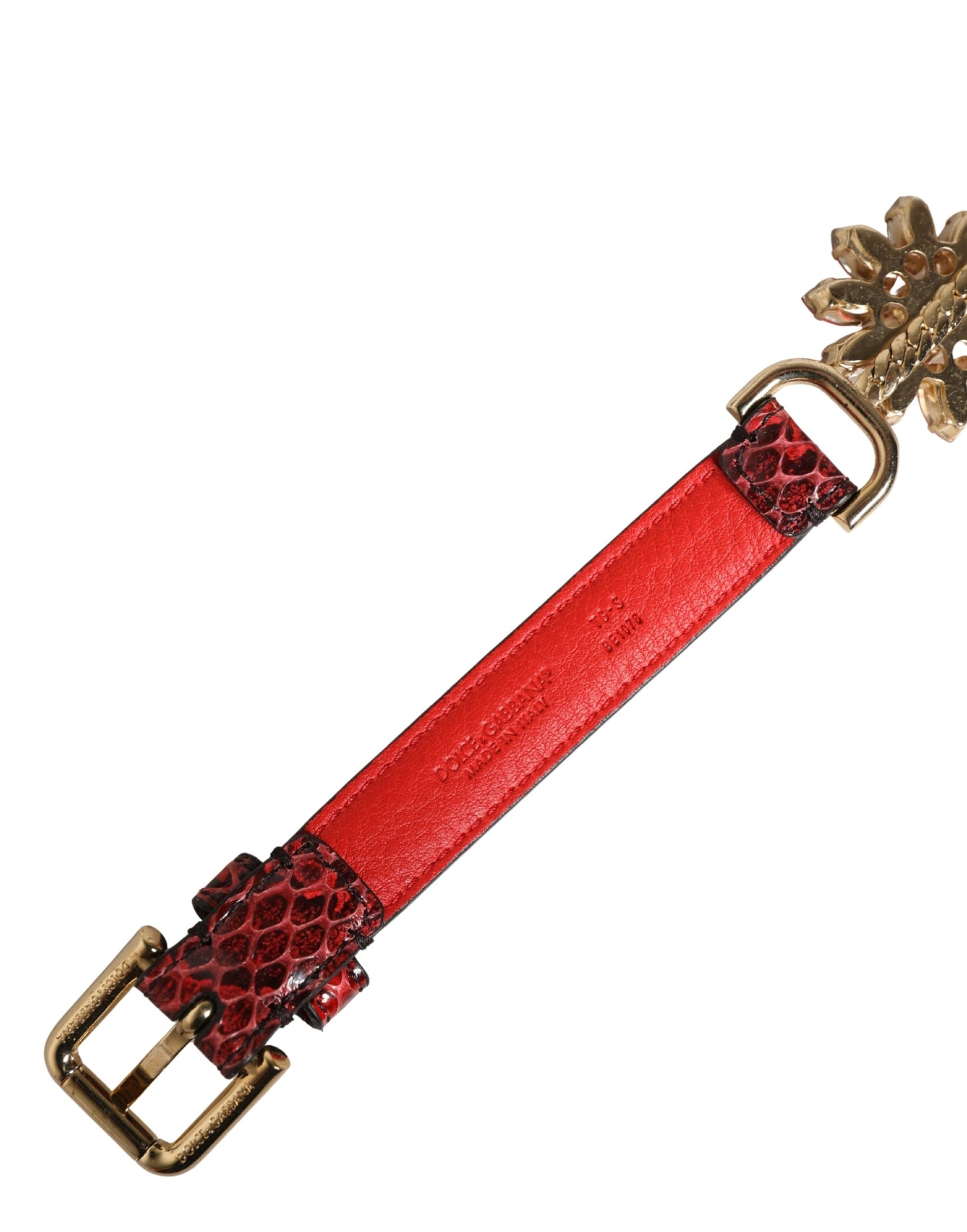 Cintura Dolce & Gabbana in pelle rossa con margherite e cristalli