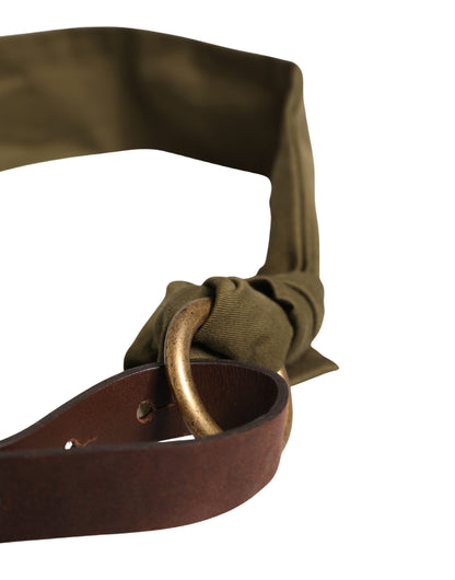 Cintura Ermanno Scervino in cotone verde militare con fibbia tonda