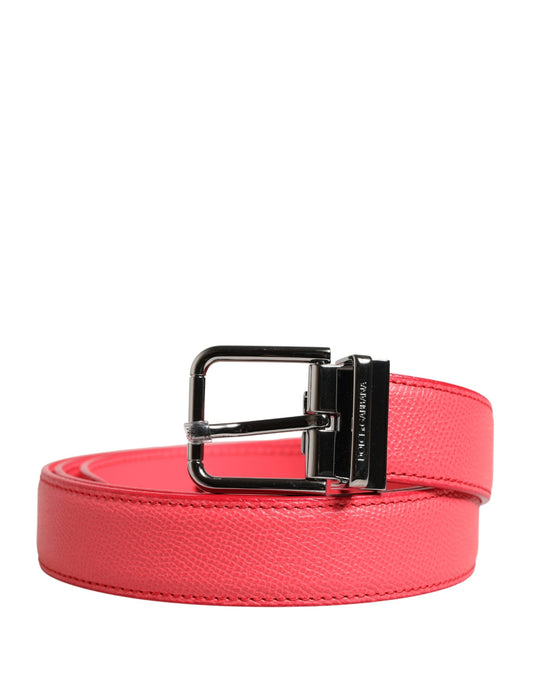 Cintura Dolce &amp; Gabbana in pelle di vitello rosa con fibbia in metallo argentato