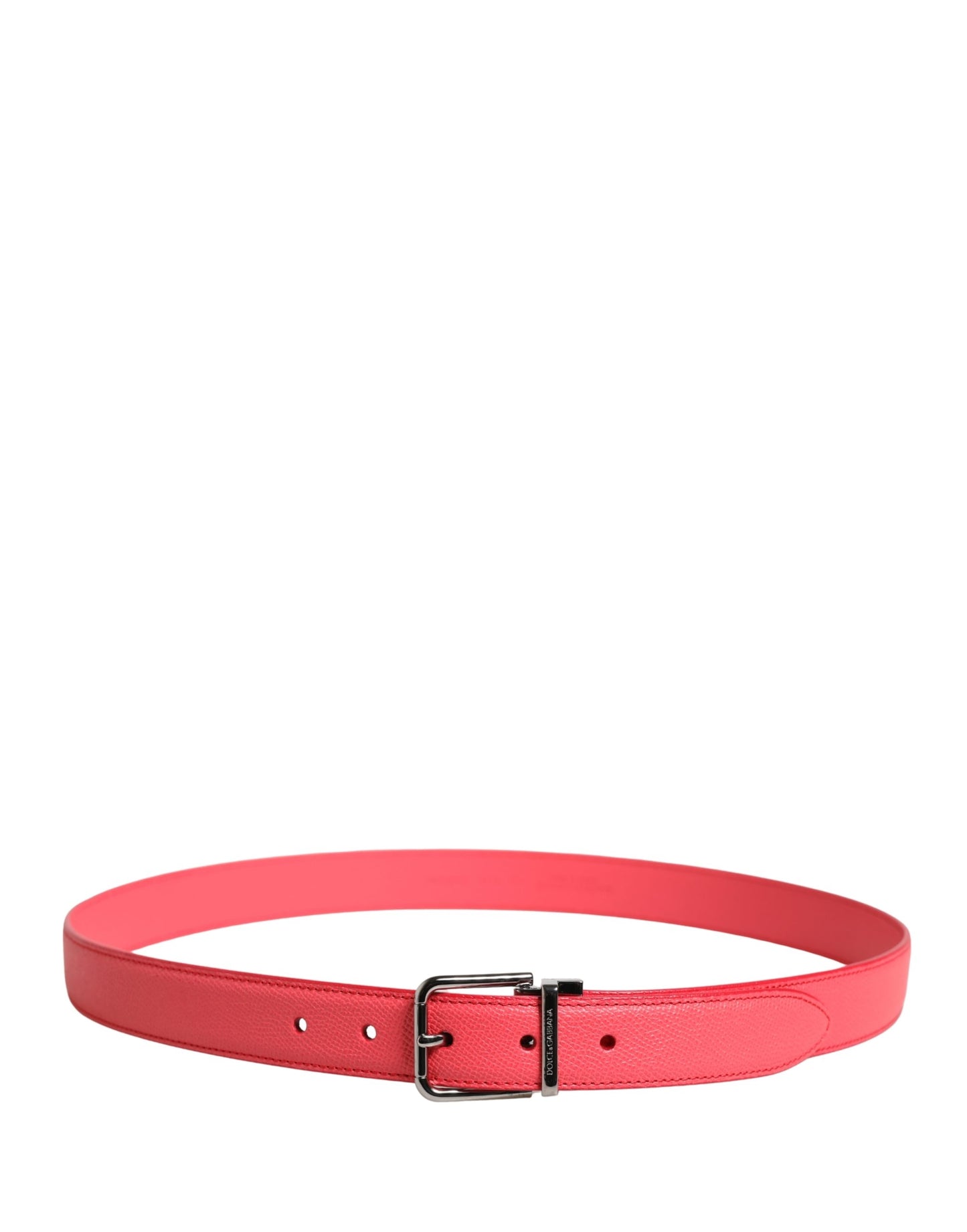Cintura Dolce &amp; Gabbana in pelle di vitello rosa con fibbia in metallo argentato