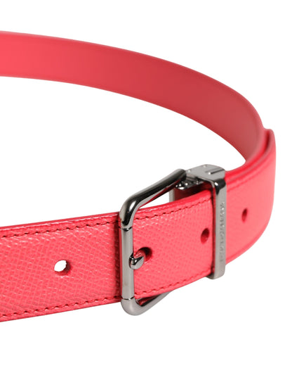 Cintura Dolce &amp; Gabbana in pelle di vitello rosa con fibbia in metallo argentato