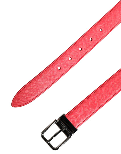 Cintura Dolce &amp; Gabbana in pelle di vitello rosa con fibbia in metallo argentato
