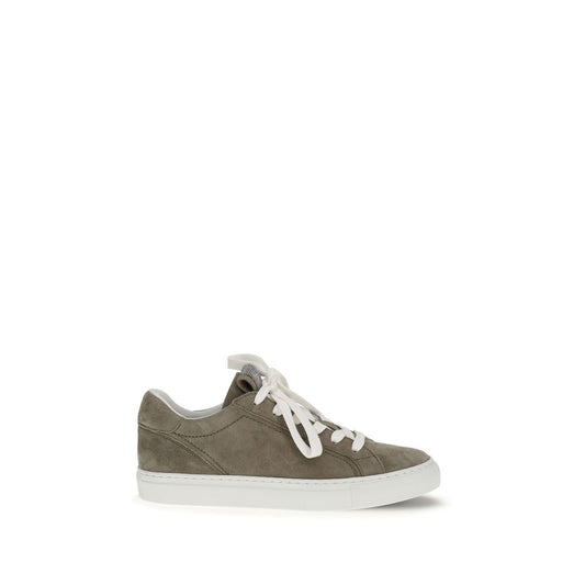 Sneakers Bos Taurus in pelle di vitello grigia di Brunello Cucinelli