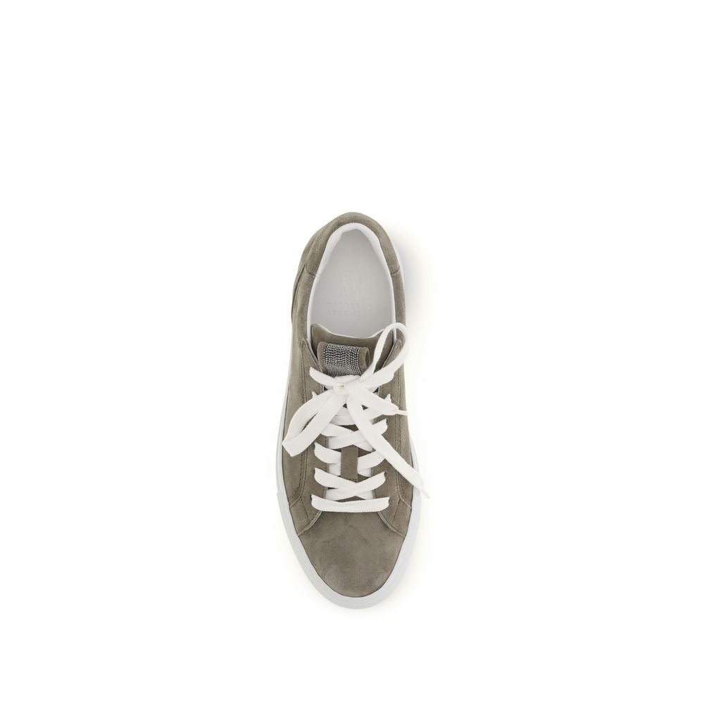 Sneakers Bos Taurus in pelle di vitello grigia di Brunello Cucinelli