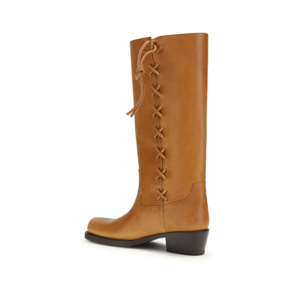 Paris Texas Brown Calf Leather Bos Taurus Lace-Up Boots