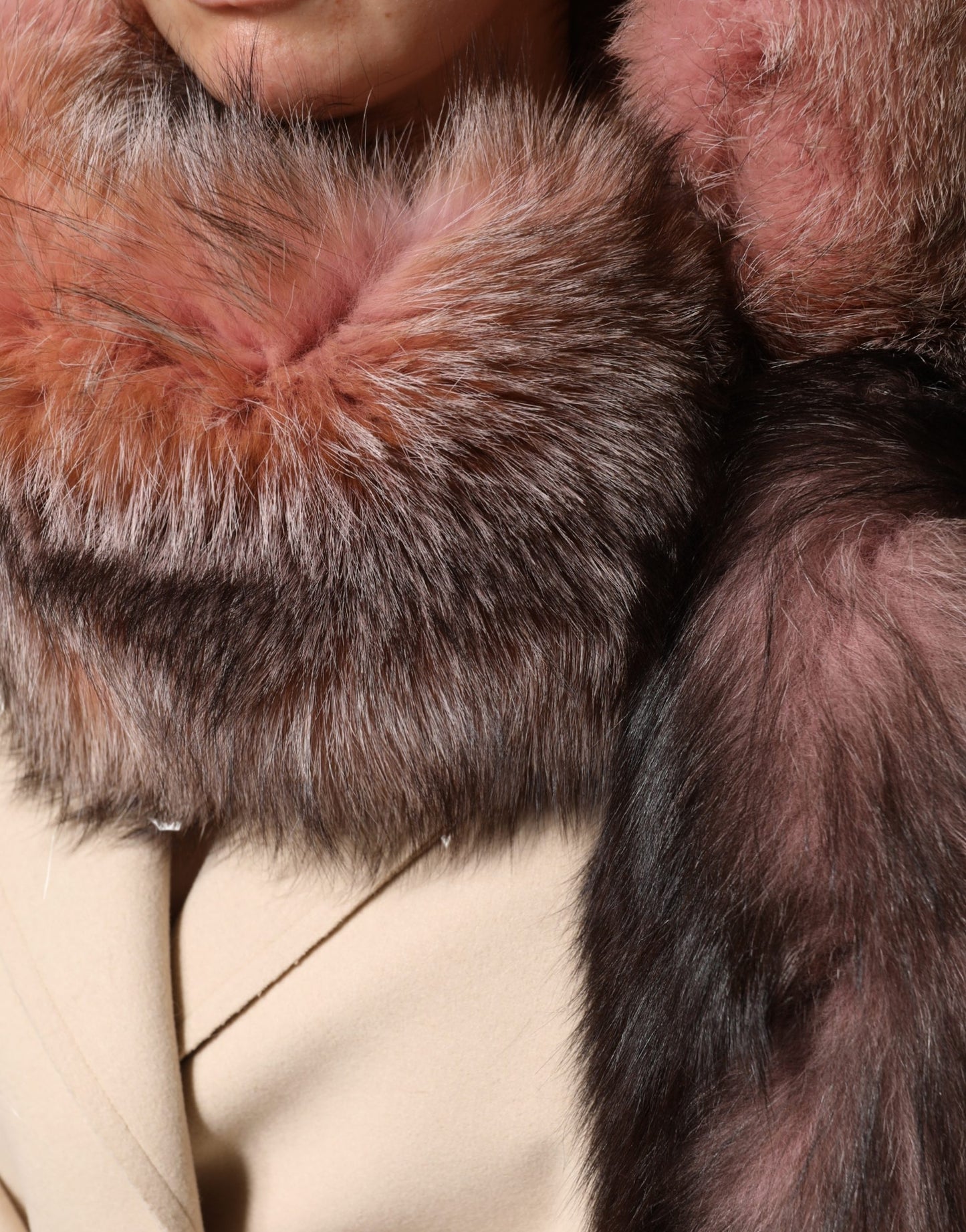 Dolce &amp; Gabbana Pink Frost Fox Fur Scaldacollo Sciarpa Invernale