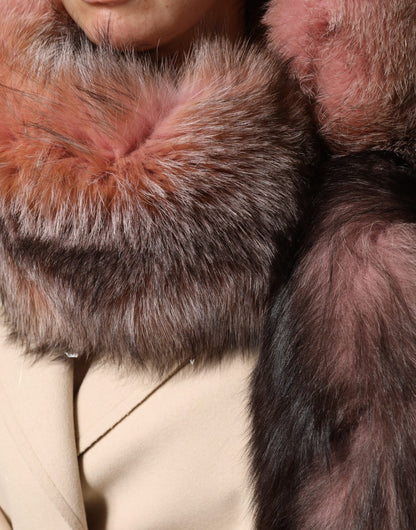 Dolce &amp; Gabbana Pink Frost Fox Fur Scaldacollo Sciarpa Invernale