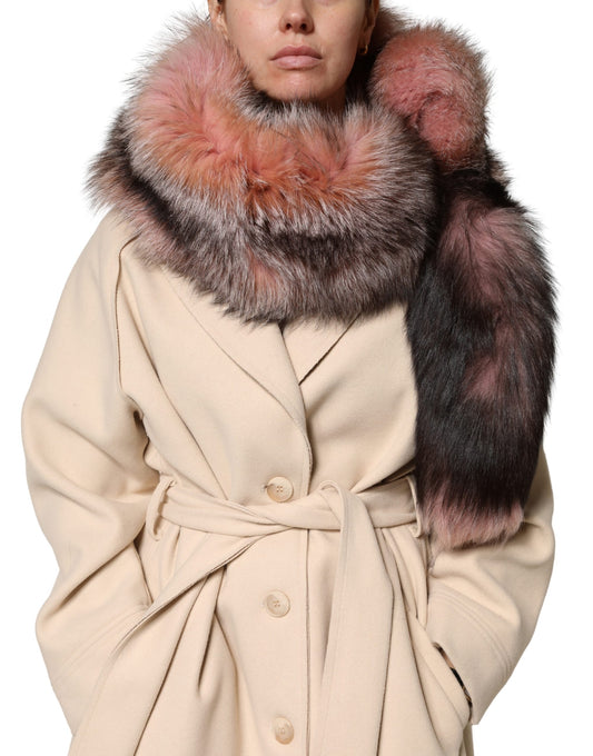 Dolce &amp; Gabbana Pink Frost Fox Fur Scaldacollo Sciarpa Invernale
