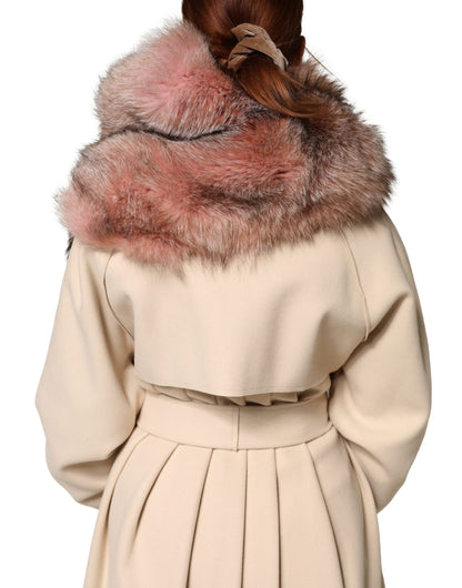 Dolce &amp; Gabbana Pink Frost Fox Fur Scaldacollo Sciarpa Invernale