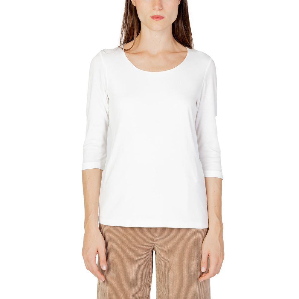 Maglietta a maniche lunghe in cotone color crema Street One